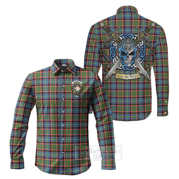 Aikenhead Tartan Long Sleeve Button Shirt with Family Crest Celtic Skull Style Men's Shirt S - Tartan Vibes Clothing