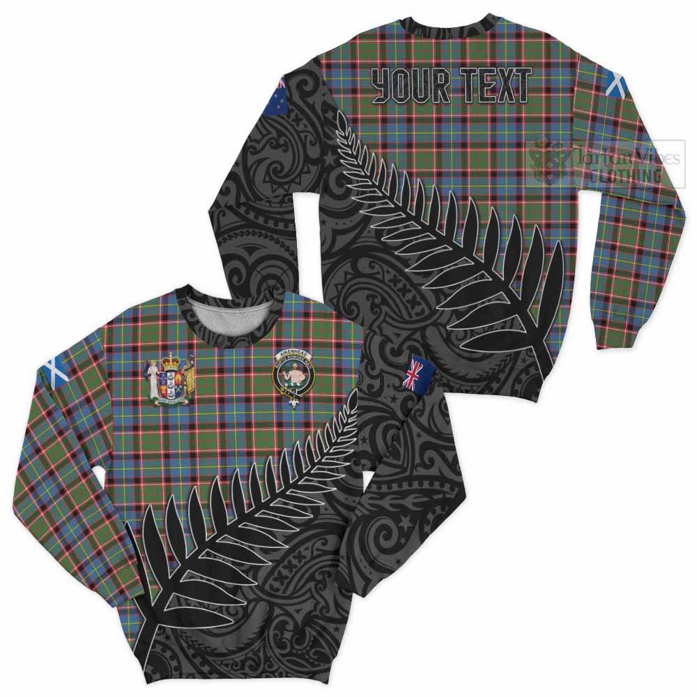 Aikenhead Crest Tartan Sweatshirt with New Zealand Silver Fern Half Style Unisex - Tartan Vibes Clothing