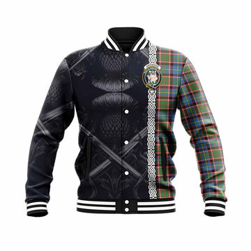 Aikenhead Tartan Baseball Jacket with Family Crest Cross Sword Thistle Celtic Vibes Unisex - Tartan Vibes Clothing