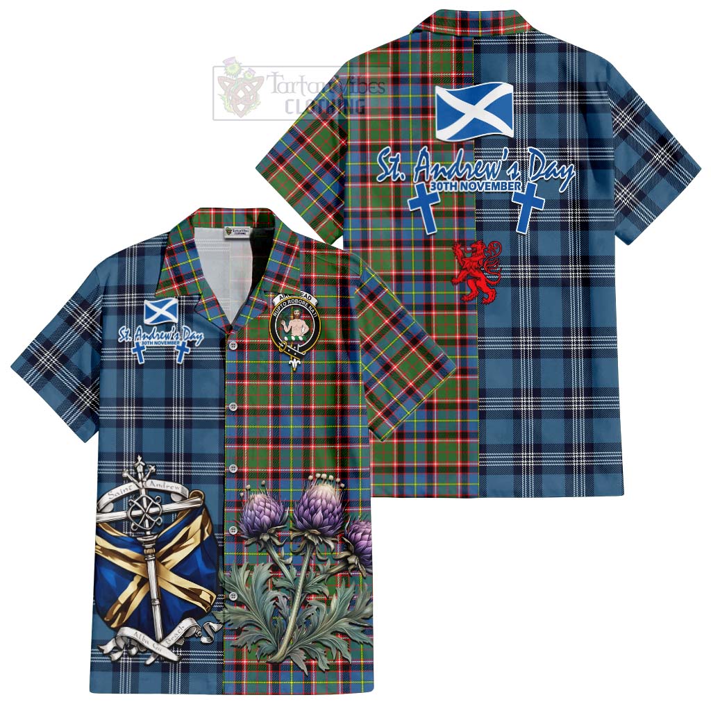 Aikenhead Tartan Hawaiian Shirt Happy St. Andrew's Day Half Tartan Style Kid - Tartan Vibes Clothing