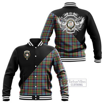 Aikenhead Tartan Baseball Jacket with Family Crest and Military Logo Style Unisex - Tartan Vibes Clothing