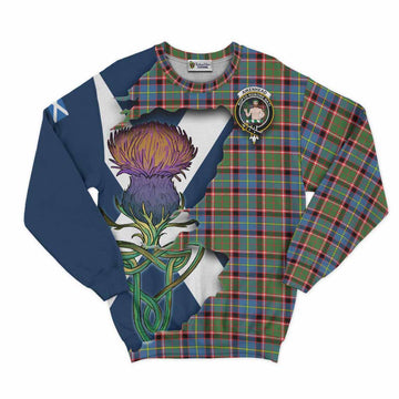 Tartan Vibes Clothing Aikenhead Tartan Family Crest Sweatshirt Scottish Thistle Celtic Inspired