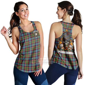 Aikenhead Tartan Women's Racerback Tanks with Family Crest and Bearded Skull Holding Bottles of Whiskey 4XL - Tartan Vibes Clothing