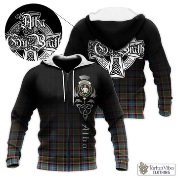 Tartan Vibes Clothing Aikenhead Tartan Knitted Hoodie Featuring Alba Gu Brath Family Crest Celtic Inspired