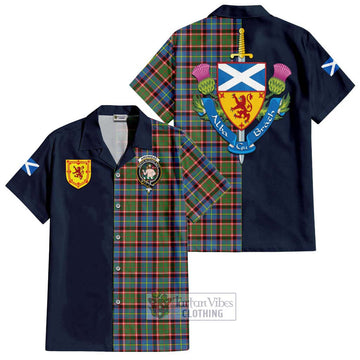 Aikenhead Tartan Hawaiian Shirt Alba with Scottish Lion Royal Arm Half Style Kid - Tartan Vibes Clothing