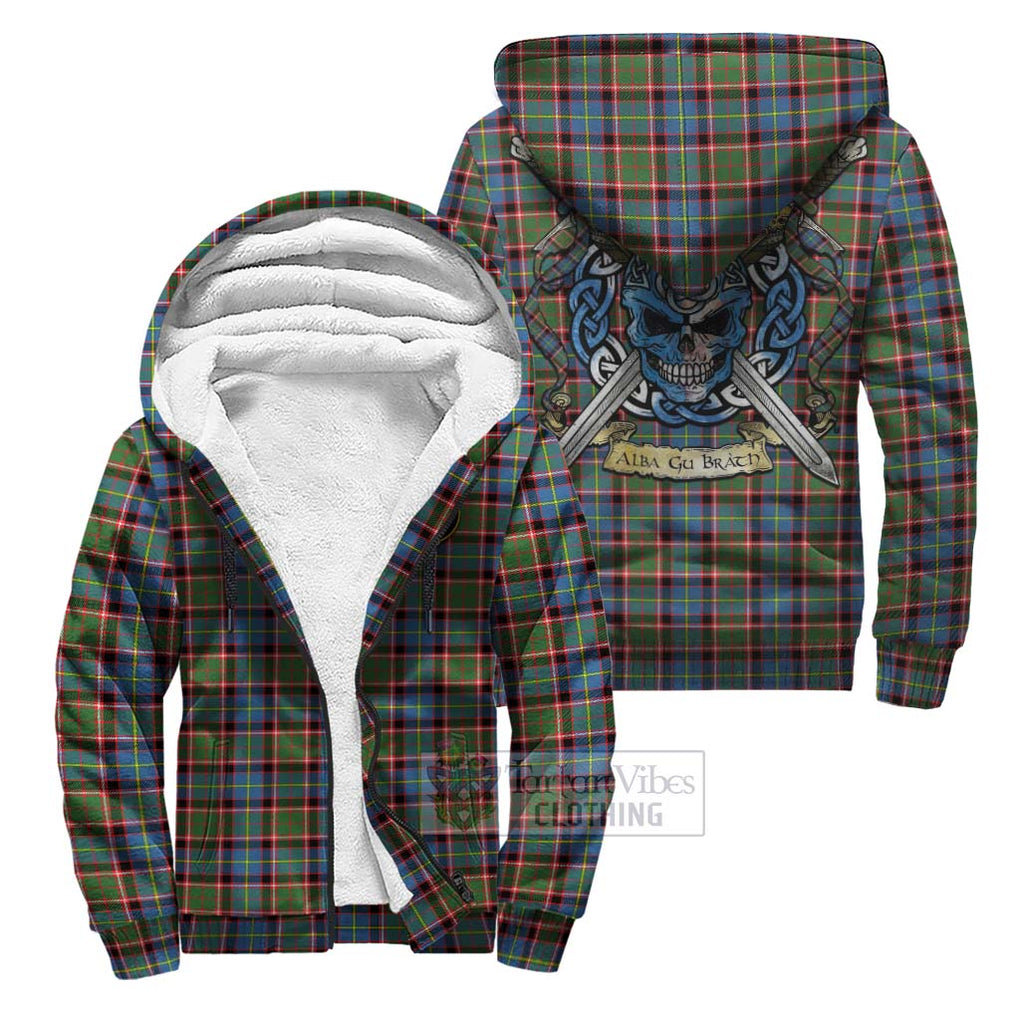Aikenhead Tartan Sherpa Hoodie with Family Crest Celtic Skull Style Unisex S - Tartan Vibes Clothing