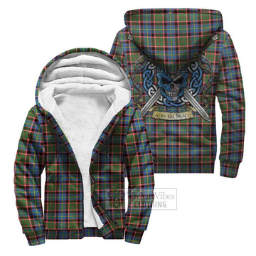 Aikenhead Tartan Sherpa Hoodie with Family Crest Celtic Skull Style Unisex S - Tartan Vibes Clothing