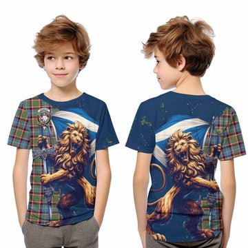 Aikenhead Tartan Family Crest Kid T-Shirt with Scottish Majestic Lion Youth XL Size14 - Tartan Vibes Clothing