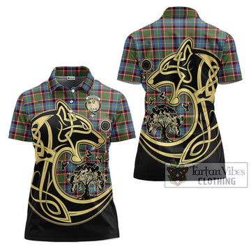 Aikenhead Tartan Women's Polo Shirt with Family Crest Celtic Wolf Style Women - Tartan Vibes Clothing
