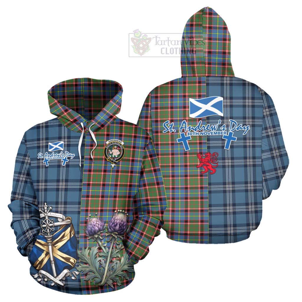Aikenhead Tartan Hoodie Happy St. Andrew's Day Half Tartan Style Zip Hoodie - Tartan Vibes Clothing