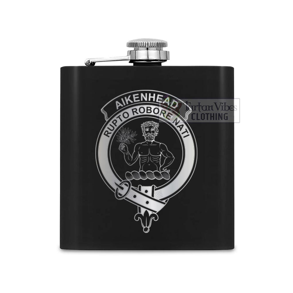 Aikenhead Crest Hip Flask Set 7oz Black Stainless Steel with A Gift Box One Size 7oz - 2D-tartanvibesclothing