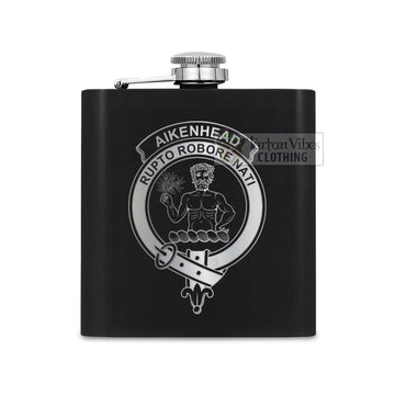 Aikenhead Crest Hip Flask Set 7oz Black Stainless Steel with A Gift Box One Size 7oz - 2D-tartanvibesclothing