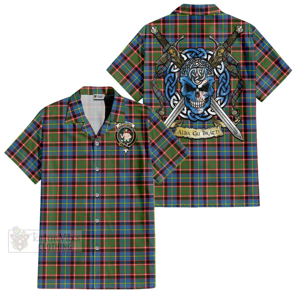 Aikenhead Tartan Hawaiian Shirt with Family Crest Celtic Skull Style Kid - Tartan Vibes Clothing