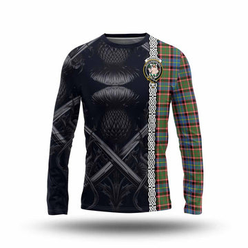 Aikenhead Tartan Long Sleeve T-Shirt with Family Crest Cross Sword Thistle Celtic Vibes Unisex - Tartan Vibes Clothing
