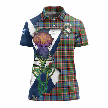 Tartan Vibes Clothing Aikenhead Tartan Family Crest Women's Polo Shirt Scottish Thistle Celtic Inspired