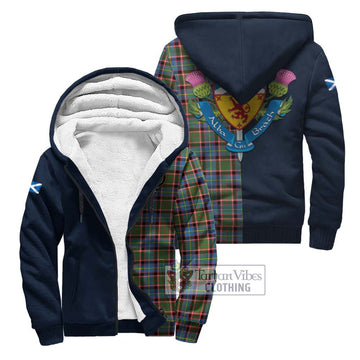 Aikenhead Tartan Sherpa Hoodie Alba with Scottish Lion Royal Arm Half Style Unisex S - Tartan Vibes Clothing