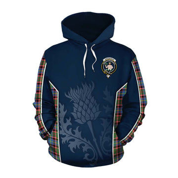Tartan Vibes Clothing Aikenhead Tartan Cotton Hoodie with Family Crest and Scottish Thistle Vibes Sport Style