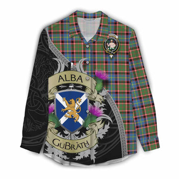 Aikenhead Tartan Family Crest Women's Casual Shirt Lion Rampant Royal Thistle Shield Celtic Inspired Female - Tartan Vibes Clothing