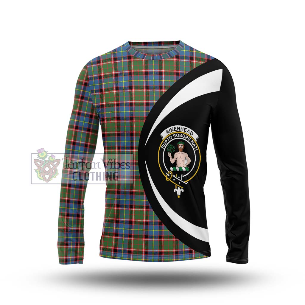 Aikenhead Tartan Long Sleeve T-Shirt with Family Crest Circle Style Unisex - Tartan Vibes Clothing