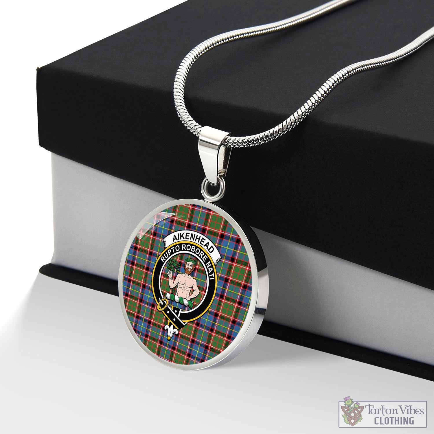 Tartan Vibes Clothing Aikenhead Tartan Circle Necklace with Family Crest
