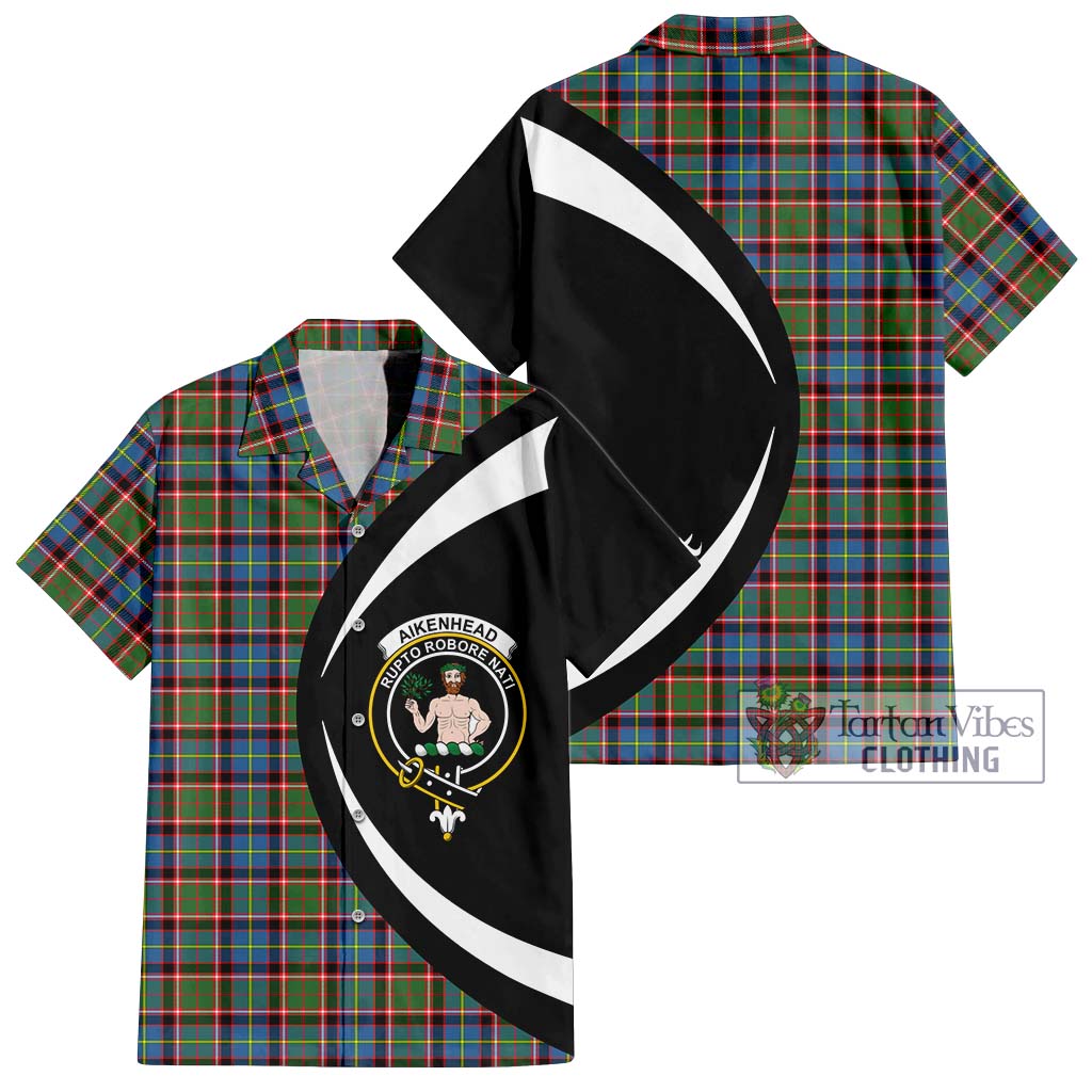 Aikenhead Tartan Hawaiian Shirt with Family Crest Circle Style Kid - Tartan Vibes Clothing