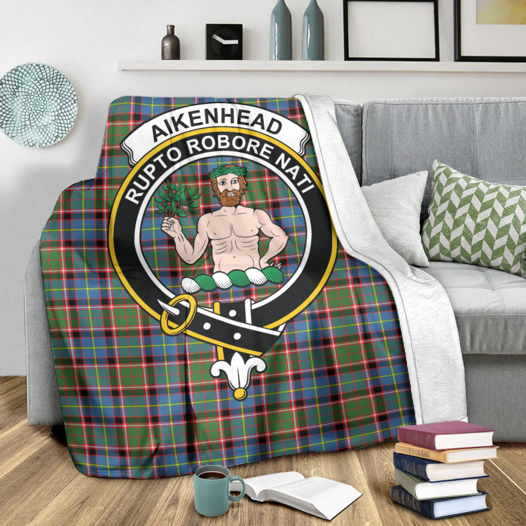 Aikenhead Tartan Blanket with Family Crest - Tartanvibesclothing