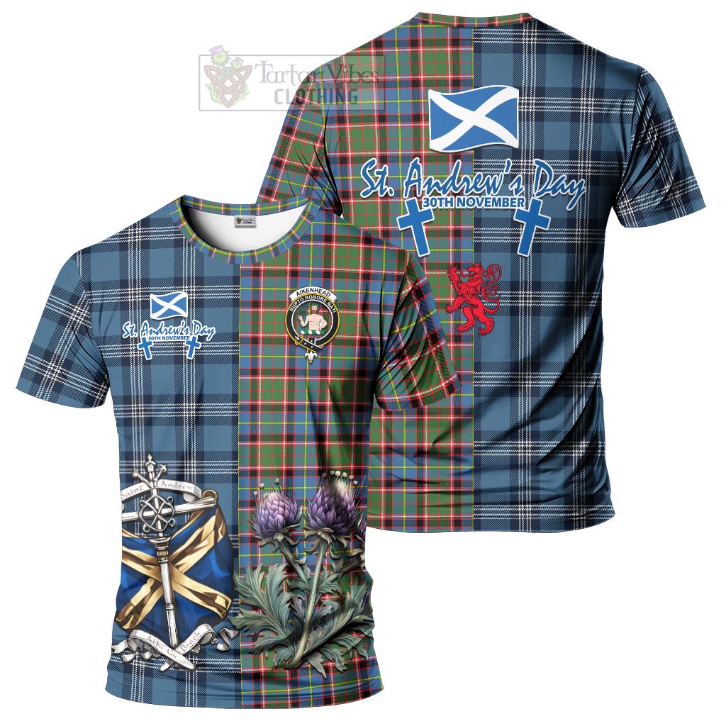 Aikenhead Tartan T-Shirt Happy St. Andrew's Day Half Tartan Style Kid's Shirt - Tartan Vibes Clothing