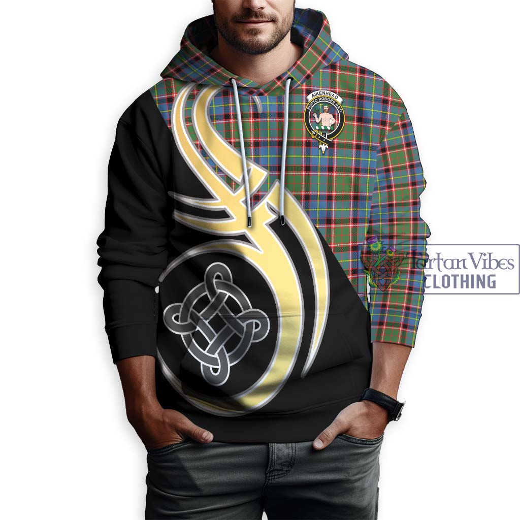 Aikenhead Tartan Hoodie with Family Crest and Celtic Symbol Style Zip Hoodie - Tartan Vibes Clothing