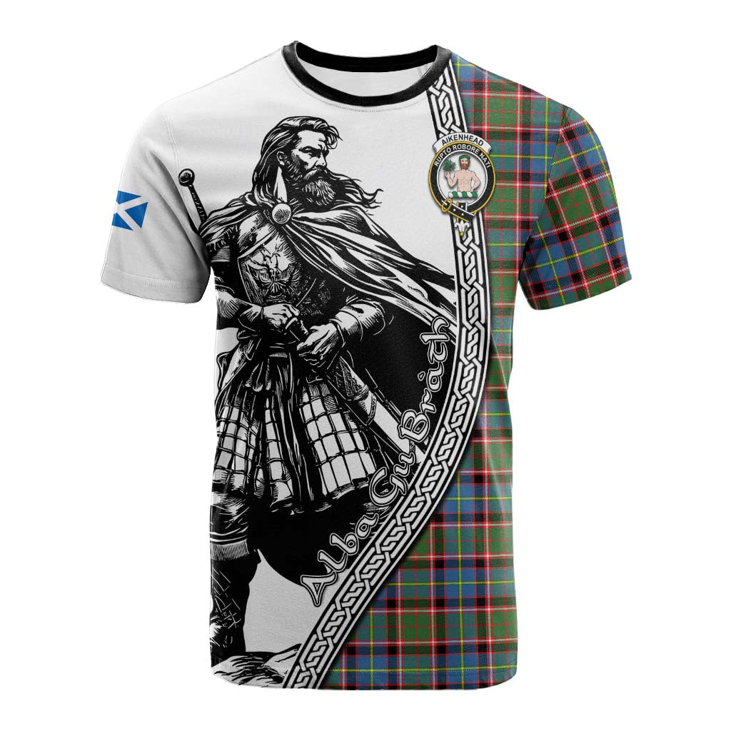 Aikenhead Tartan Clan Crest Cotton T-shirt with Highlander Warrior Celtic Style Kid's Shirt - Tartan Vibes Clothing