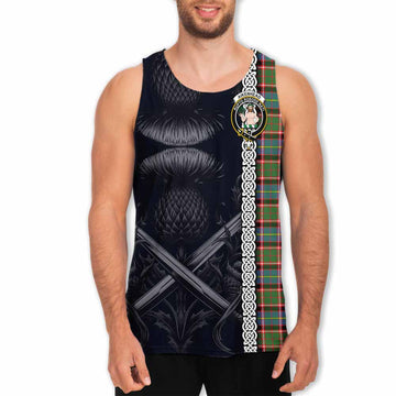 Aikenhead Tartan Men's Tank Top with Family Crest Cross Sword Thistle Celtic Vibes Men - Tartan Vibes Clothing