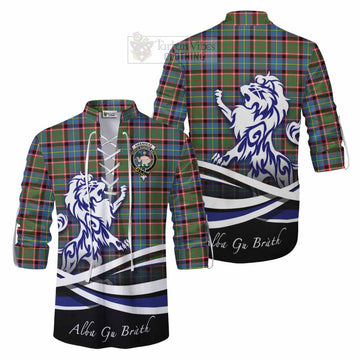 Aikenhead Tartan Ghillie Kilt Shirt with Alba Gu Brath Regal Lion Emblem Men - Tartan Vibes Clothing