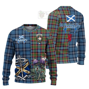 Aikenhead Tartan Knitted Sweater Happy St. Andrew's Day Half Tartan Style Unisex - Tartan Vibes Clothing