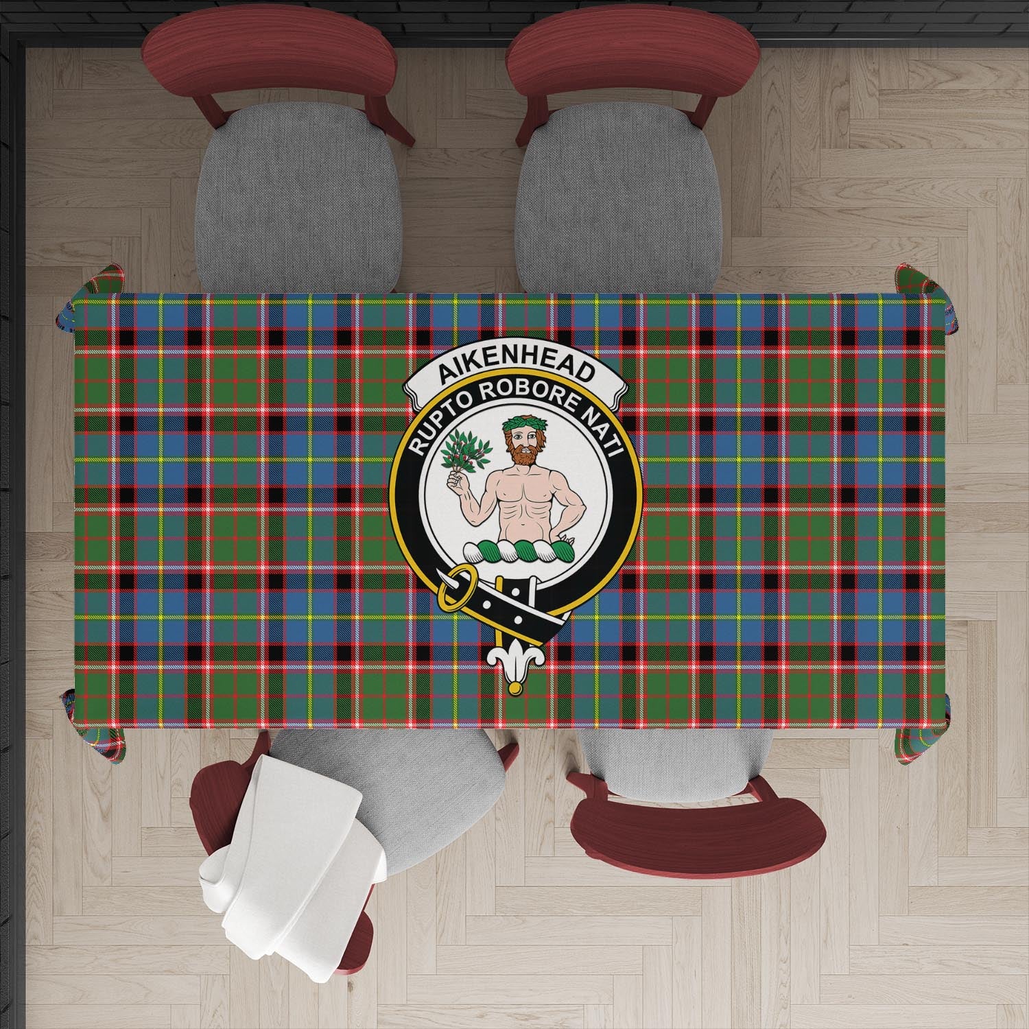 Aikenhead Tatan Tablecloth with Family Crest - Tartanvibesclothing
