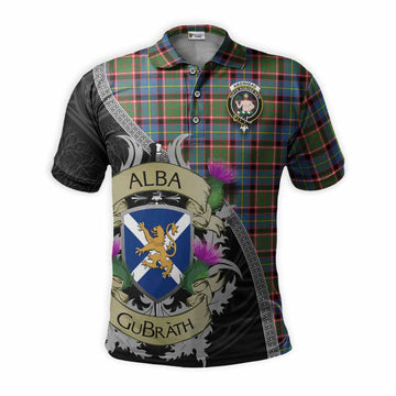 Aikenhead Tartan Family Crest Polo Shirt Lion Rampant Royal Thistle Shield Celtic Inspired