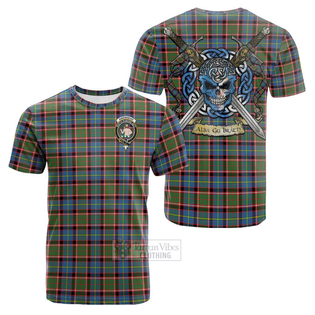 Aikenhead Tartan Cotton T-shirt with Family Crest Celtic Skull Style Kid's Shirt - Tartan Vibes Clothing
