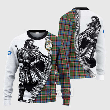 Aikenhead Tartan Clan Crest Knitted Sweater with Highlander Warrior Celtic Style Unisex - Tartan Vibes Clothing