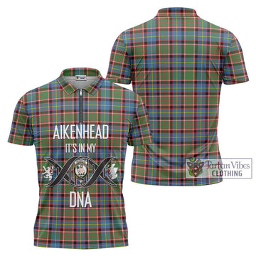 Aikenhead Tartan Zipper Polo Shirt with Family Crest DNA In Me Style Unisex - Tartan Vibes Clothing