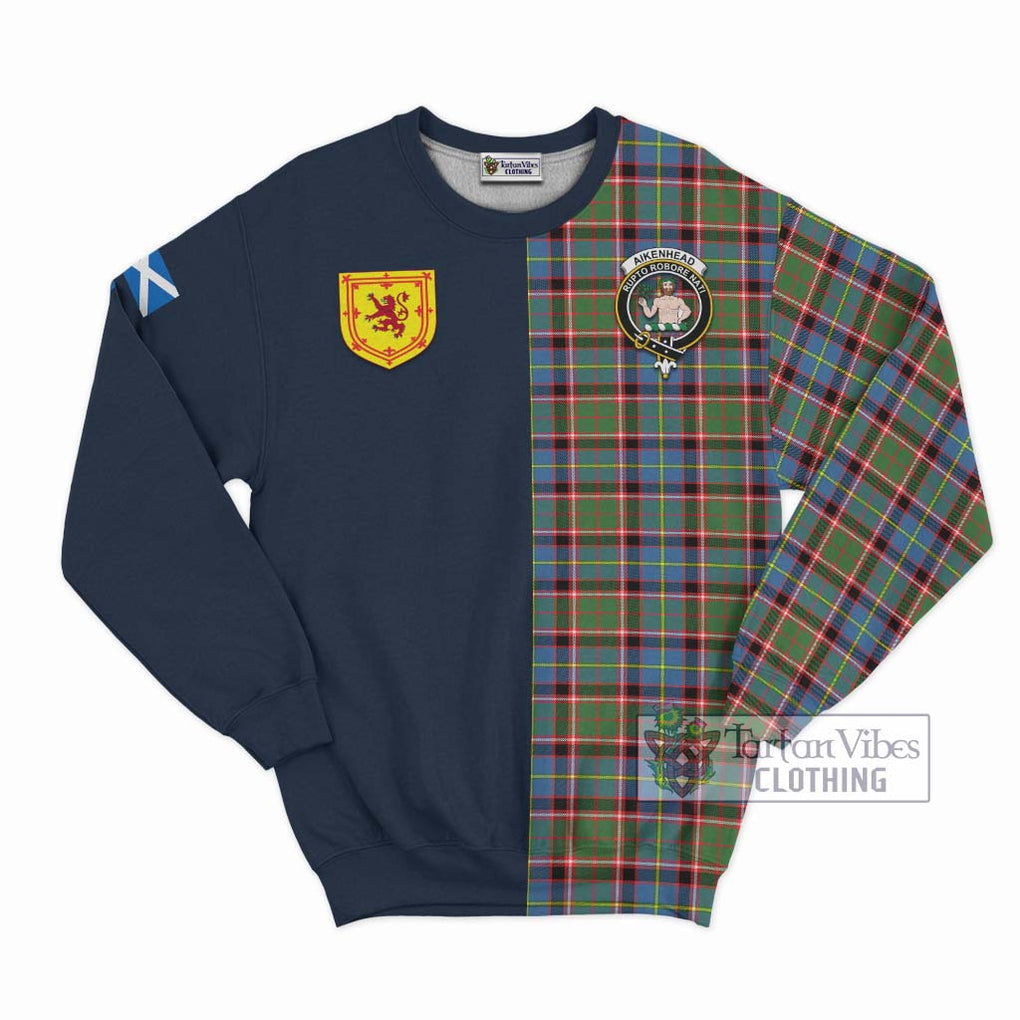 Aikenhead Tartan Sweatshirt Alba with Scottish Lion Royal Arm Half Style Unisex - Tartan Vibes Clothing