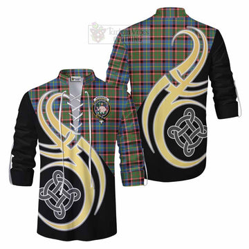 Aikenhead Tartan Ghillie Kilt Shirt with Family Crest and Celtic Symbol Style Men - Tartan Vibes Clothing