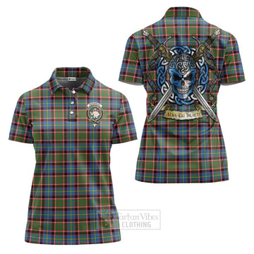 Aikenhead Tartan Women's Polo Shirt with Family Crest Celtic Skull Style Women - Tartan Vibes Clothing