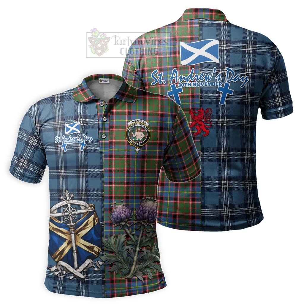 Aikenhead Tartan Polo Shirt Happy St. Andrew's Day Half Tartan Style Kid - Tartan Vibes Clothing