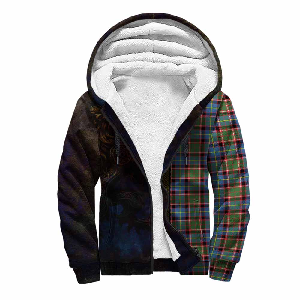 Tartan Vibes Clothing Aikenhead Tartan Family Crest Sherpa Hoodie Alba Gu Brath Be Brave Lion Ancient Style
