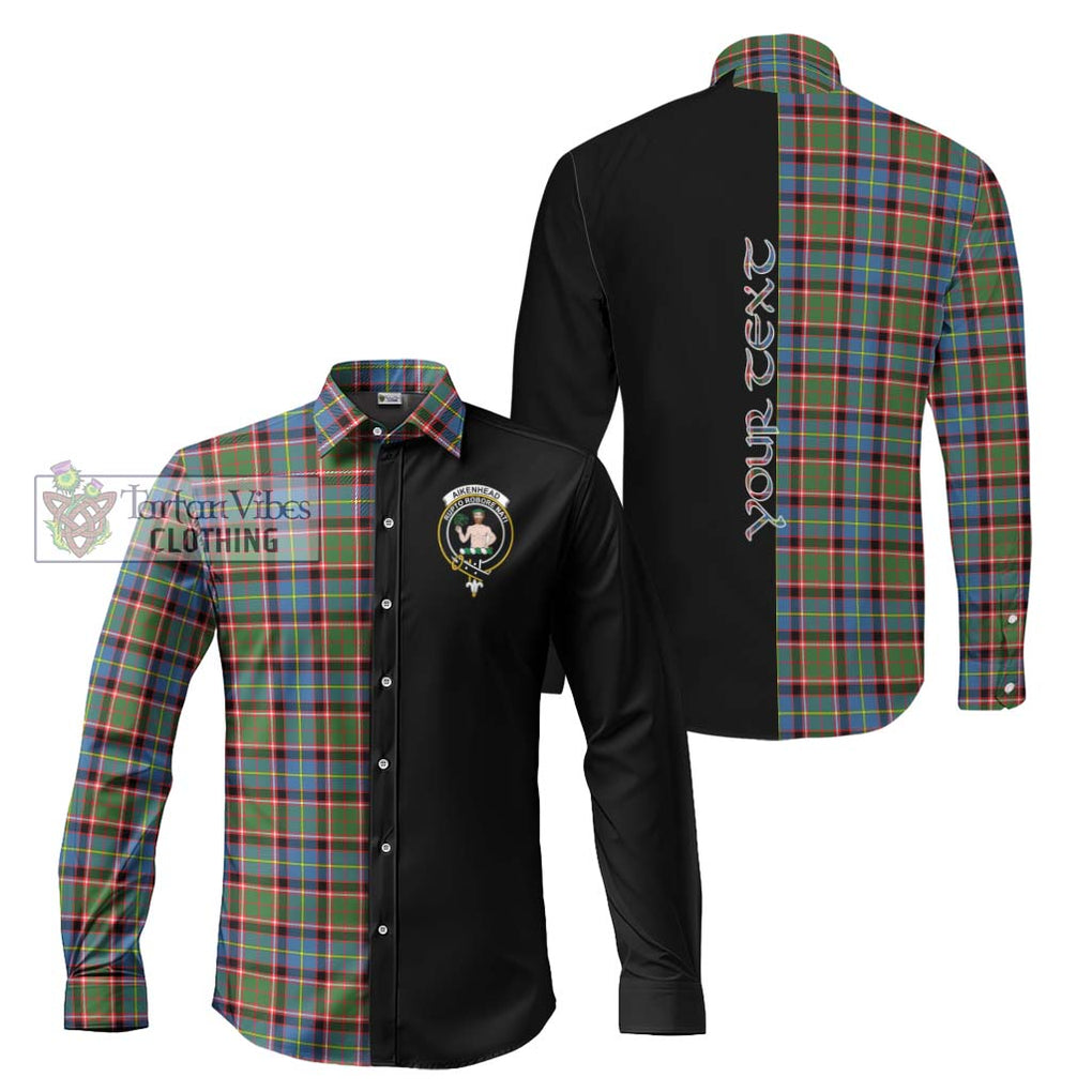 Aikenhead Tartan Long Sleeve Button Shirt with Family Crest and Half Of Me Style Men's Shirt S - Tartanvibesclothing Shop