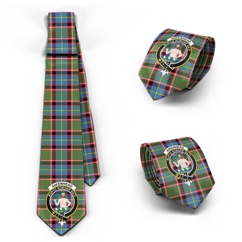 Aikenhead Tartan Classic Necktie with Family Crest Necktie One Size - Tartan Vibes Clothing