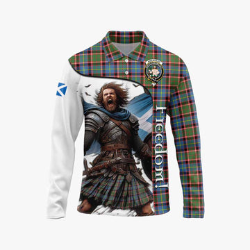 Tartan Vibes Clothing Aikenhead Crest Tartan Long Sleeve Polo Shirt Inspired by the Freedom of Scottish Warrior