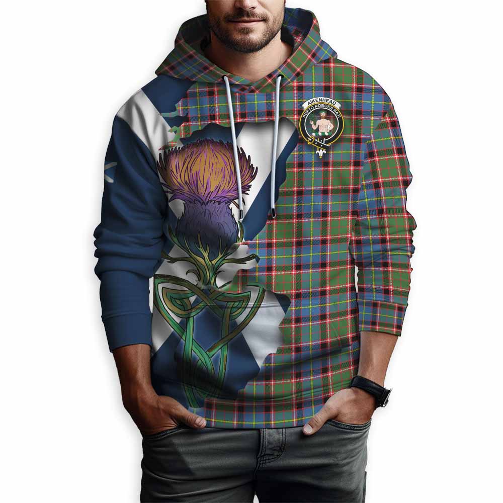 Tartan Vibes Clothing Aikenhead Tartan Family Crest Hoodie Scottish Thistle Celtic Inspired
