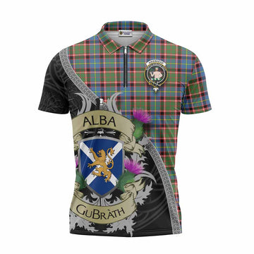 Aikenhead Tartan Family Crest Zipper Polo Shirt Lion Rampant Royal Thistle Shield Celtic Inspired Unisex - Tartan Vibes Clothing