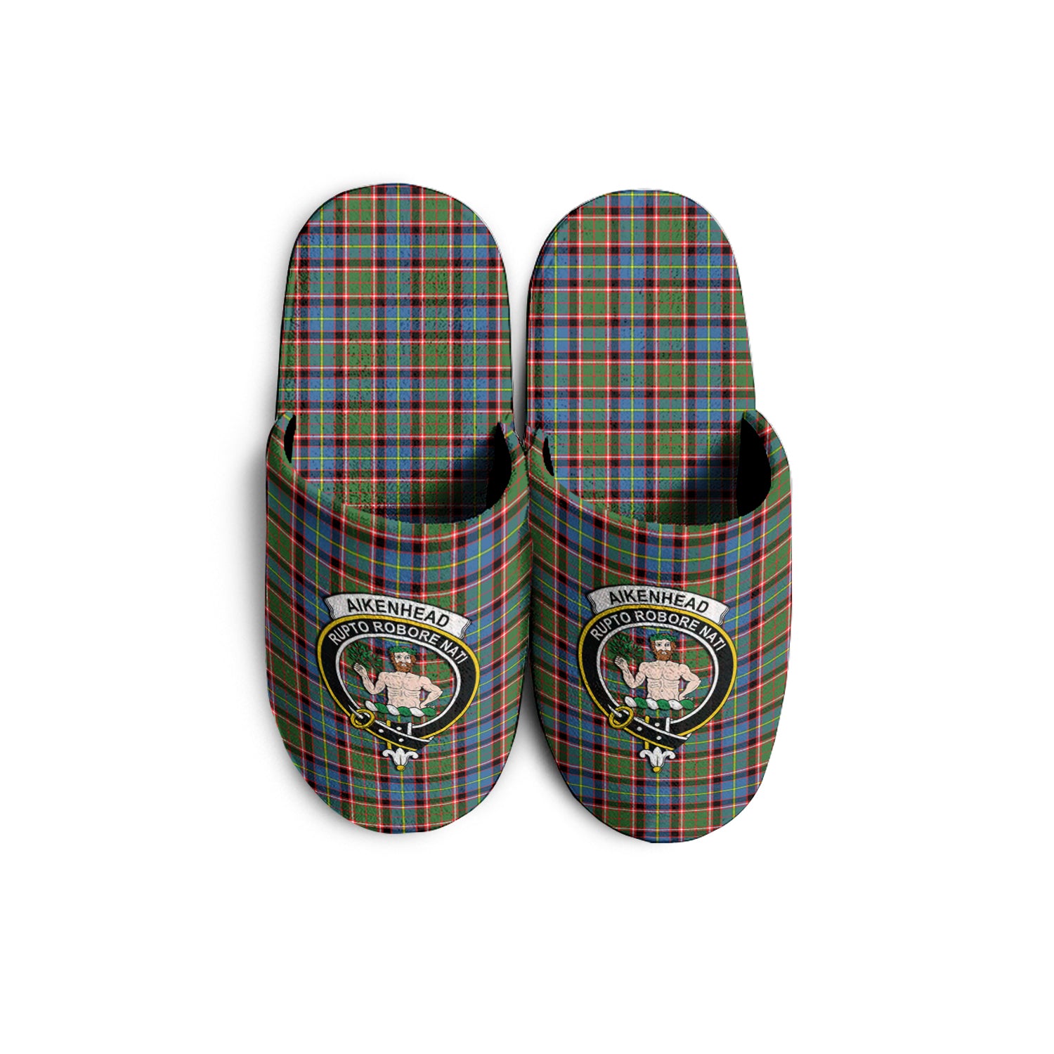 Aikenhead Tartan Home Slippers with Family Crest - Tartanvibesclothing