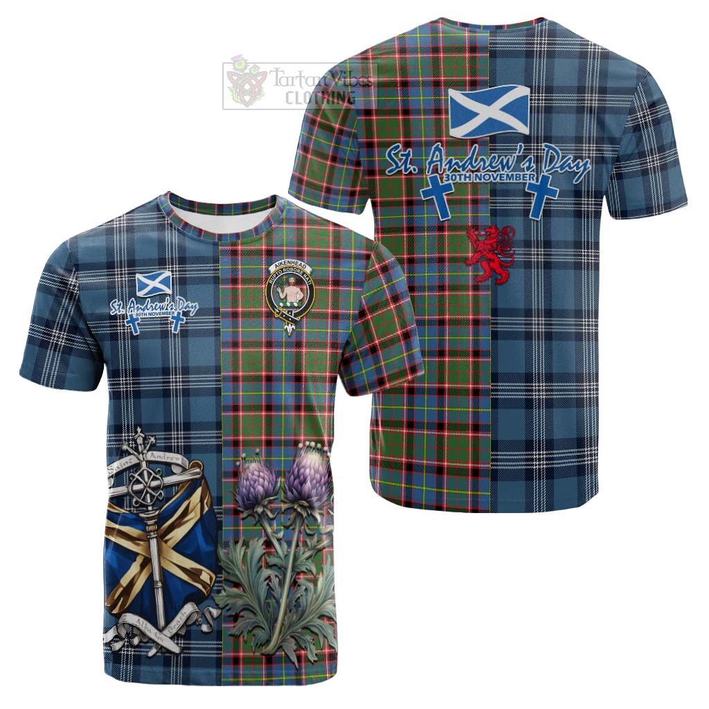 Aikenhead Tartan Cotton T-shirt Happy St. Andrew's Day Half Tartan Style Kid's Shirt - Tartan Vibes Clothing