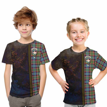 Aikenhead Tartan Family Crest Kid T-Shirt Alba Gu Brath Be Brave Lion Ancient Style
